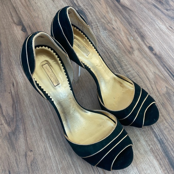 Report Signature black and gold open-toe heels with clear heel - Picture 2 of 4